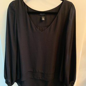 WHBM Black Long Sleeve V Neck Blouse Size 6